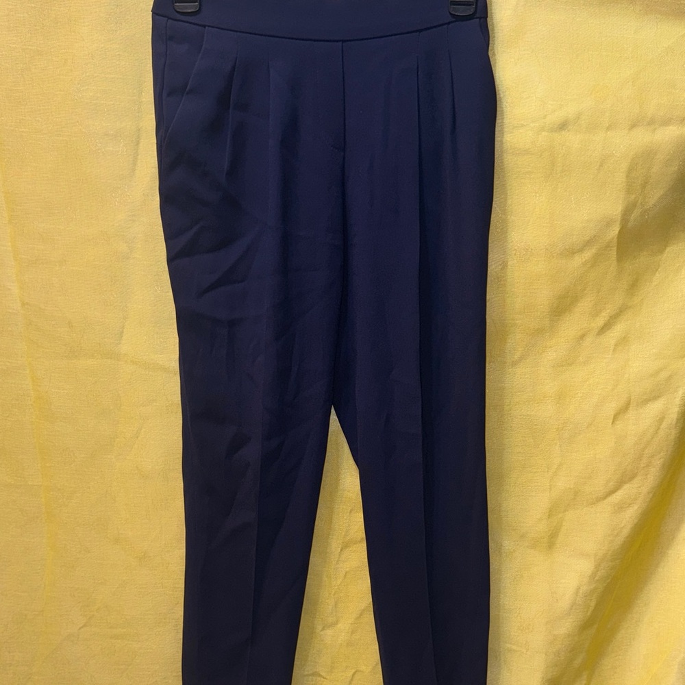 Babaton Navy Pleated Tapered Dress Trousers